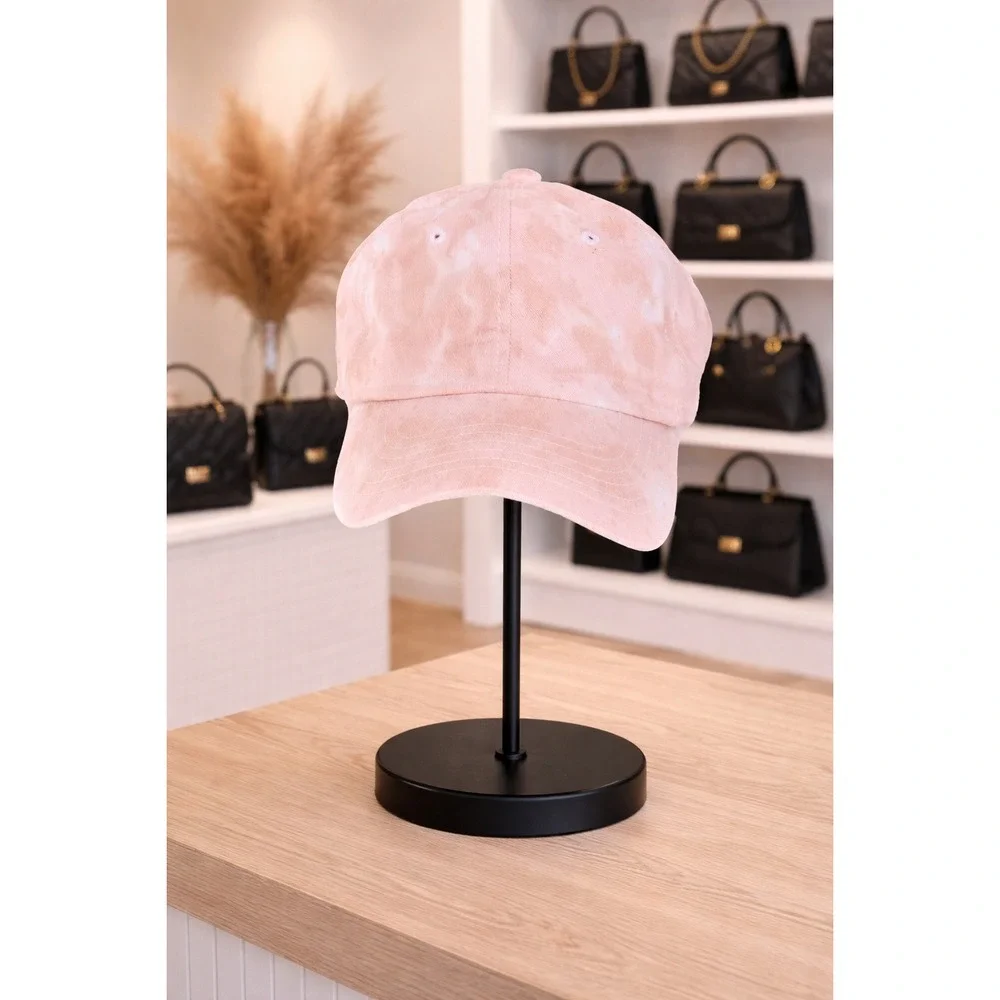 Pink Tie Dye Baseball Cap Adjustable‎ Cotton Twill Dad Hat Women Pink White